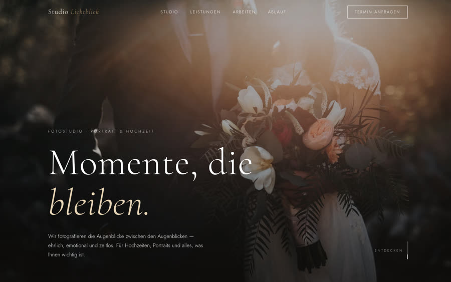 Website-Entwurf Fotostudio